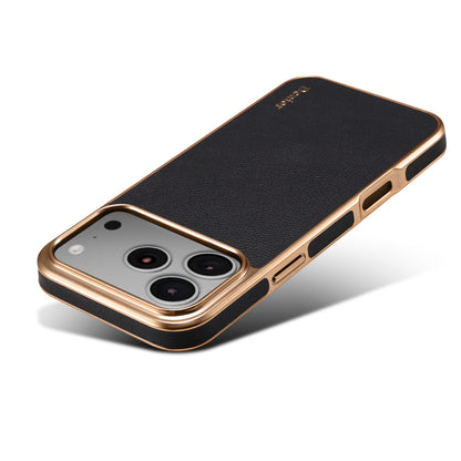 Luxury Car Style Genuine Leather Electroplated Phone Case