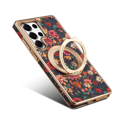 Cork Floral Rotating Electroplated Magnetic Phone Case (For Samsung)