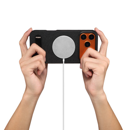 PU Faux Leather Lychee Texture In-line Stand Phone Case