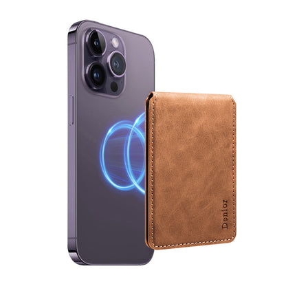 PU Faux Leather Vintage Pattern Top-bottom Open Magnetic Card Holder