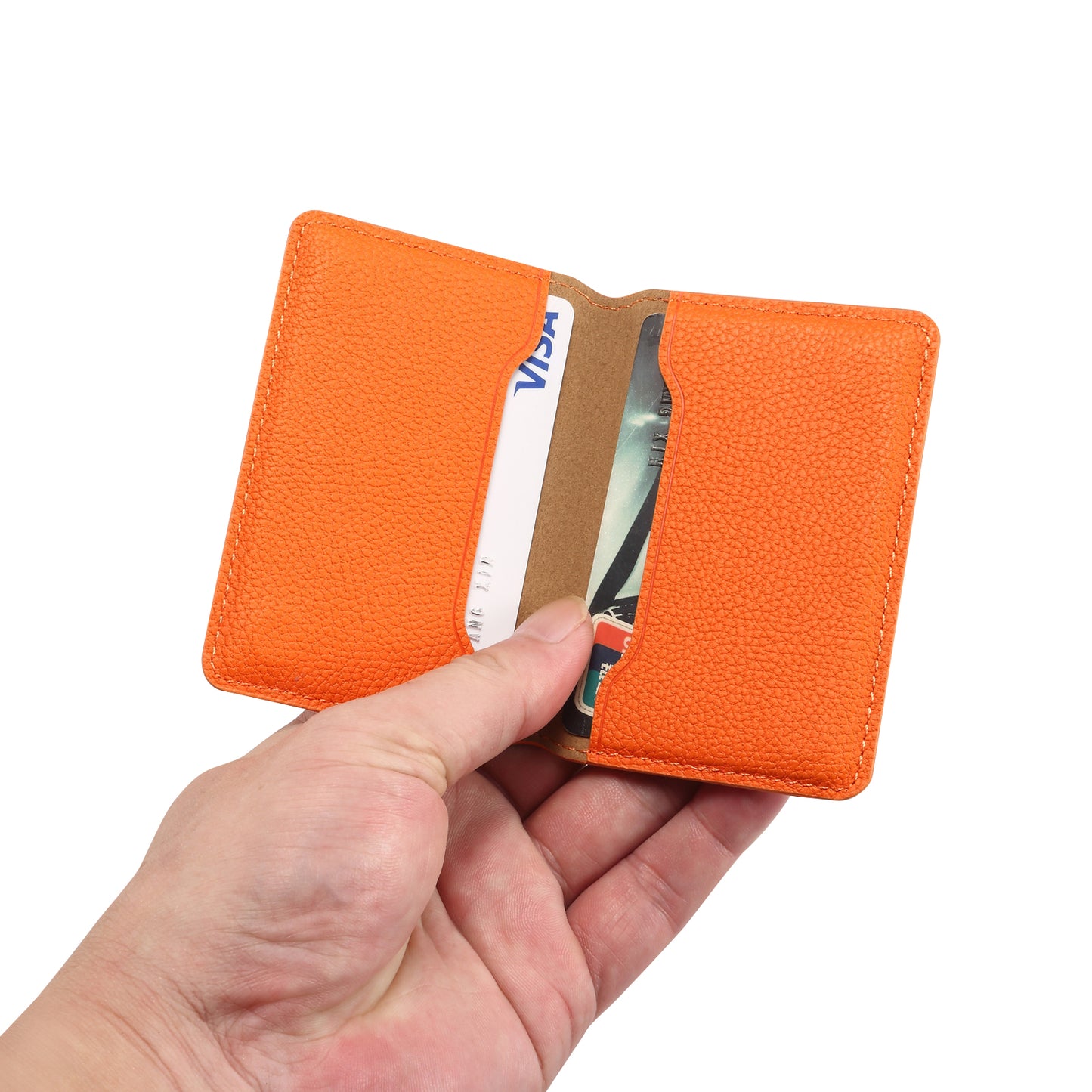 PU Faux Leather Lychee Texture Magnetic Card Holder