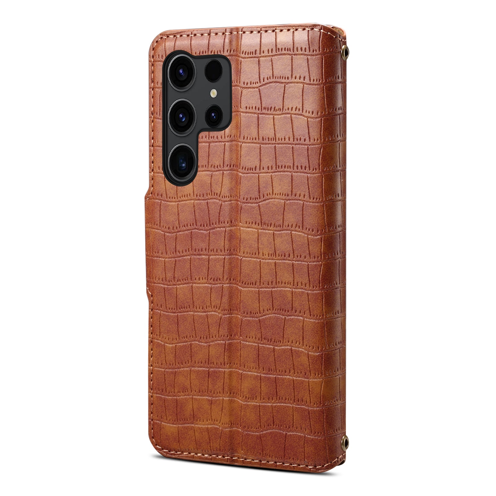 Crocodile PU Leather Samsung Cover Wallet Phone Case（Brown）