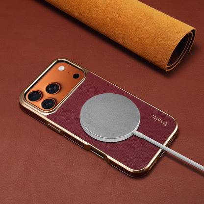Luxury Car Style Genuine Leather Electroplated Phone Case