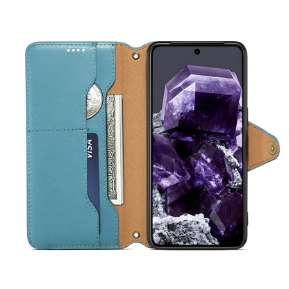 Google Simple PU Leather Flip Card Wallet Stand Phone Case（Blue）