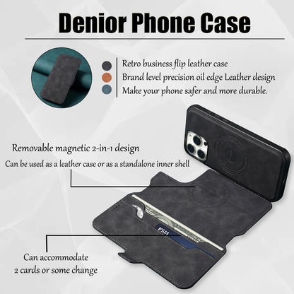 2IN1 Detachable Magnetic iPhone Phone Case & Card Pocket（Black）