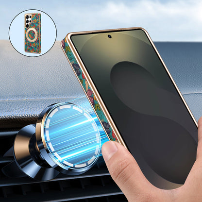 Cork Floral Rotating Electroplated Magnetic Phone Case (For Samsung)