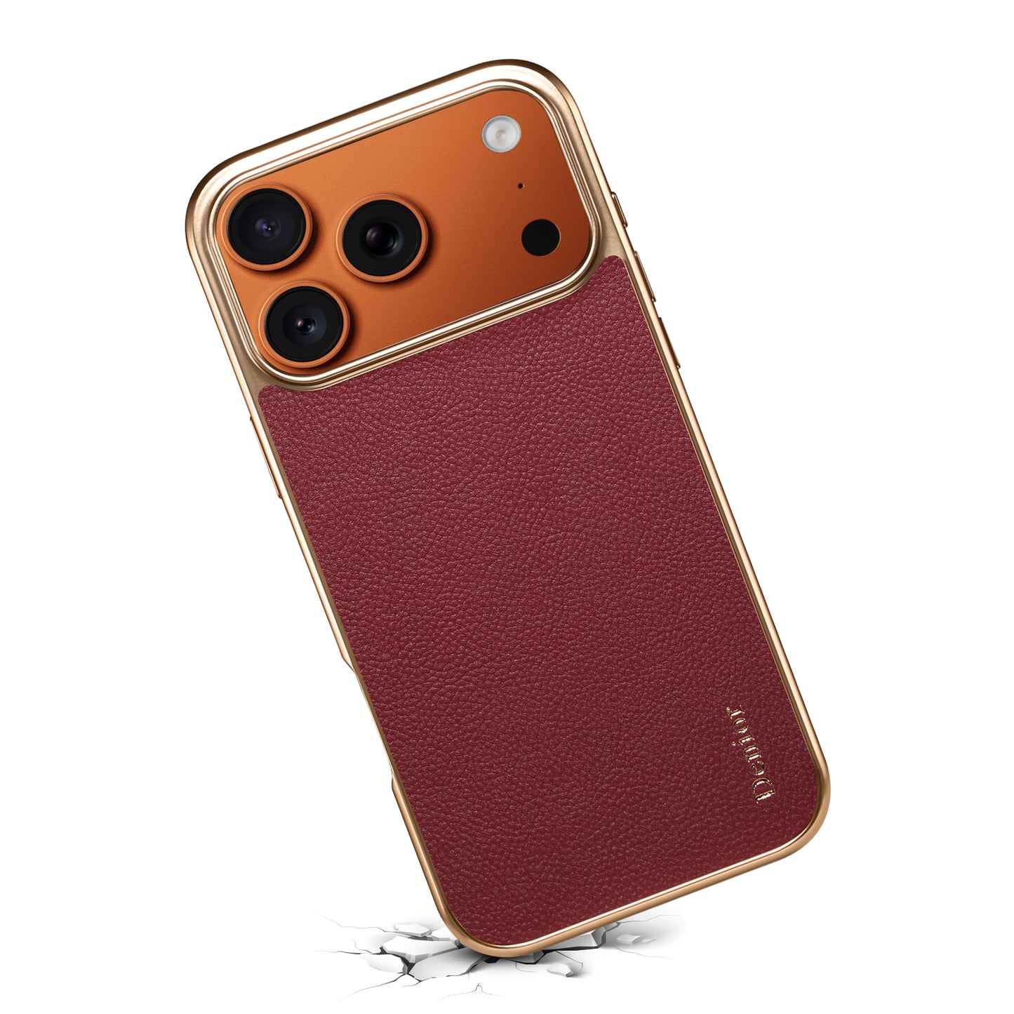 Luxury Car Style Genuine Leather Electroplated Phone Case