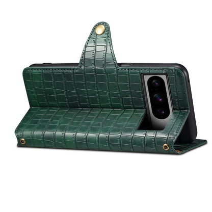 Crocodile PU Leather Google Cover Wallet Phone Case（Green）
