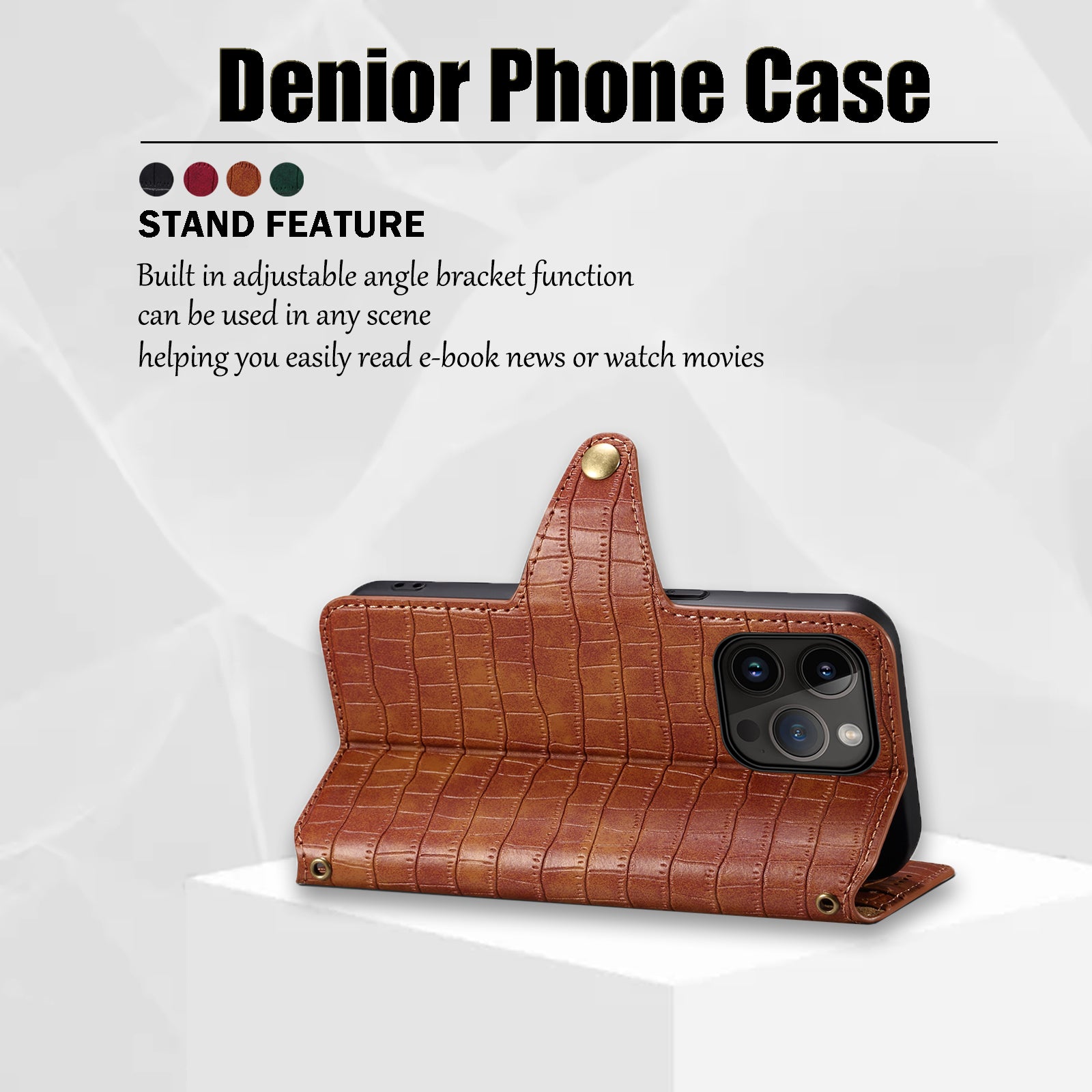 Crocodile PU Leather iPhone Cover Wallet Phone Case（Brown）