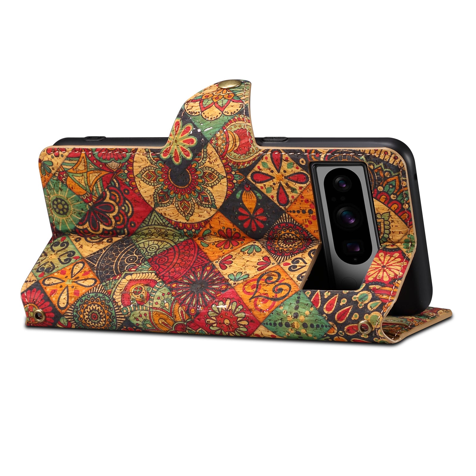 Google Flower Language Cork Flip Wallet Stand Leather Phone Case (Yellow)