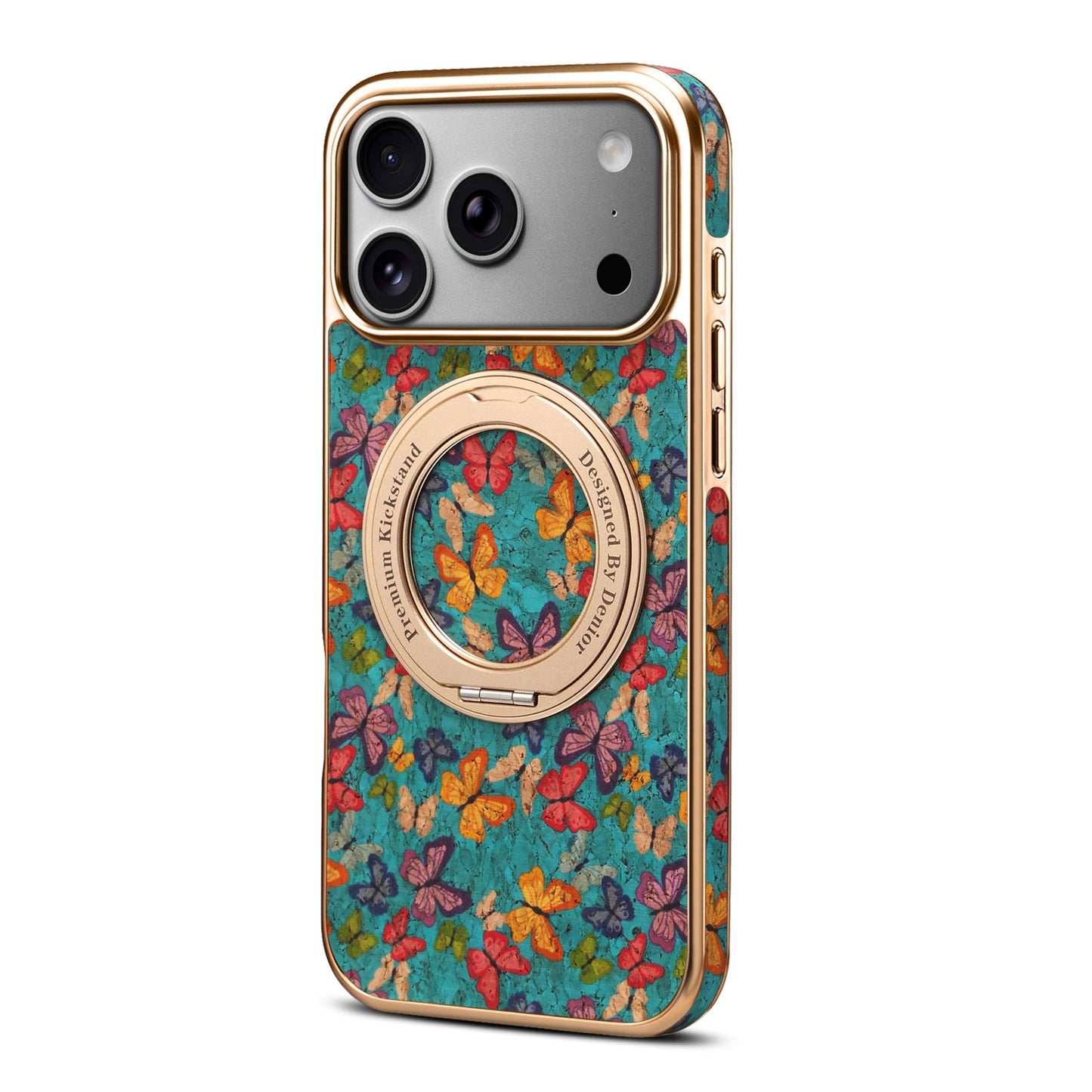 Floral Cork Wooden Case - 360 Kickstand