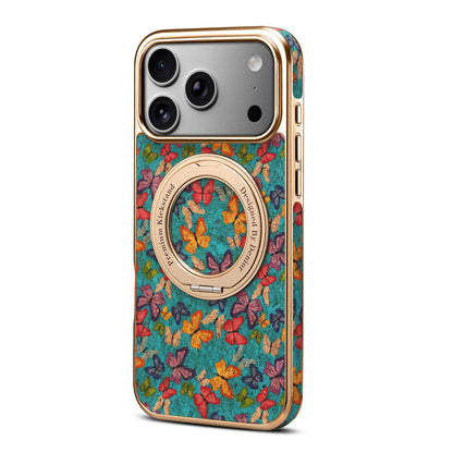 Floral Cork Wooden Case - 360 Kickstand