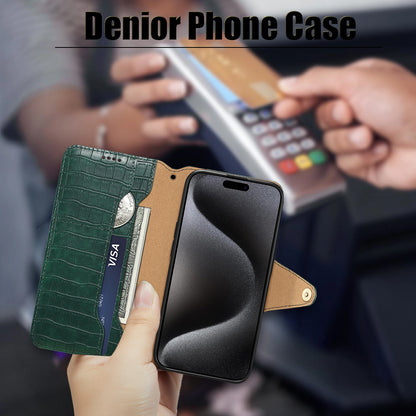 Crocodile PU Leather iPhone Cover Wallet Phone Case（Green）