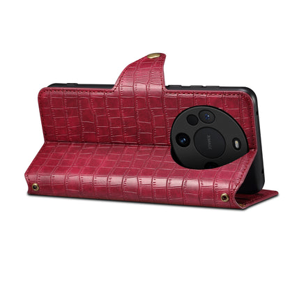Crocodile PU Leather Huawei Cover Wallet Phone Case（Red）