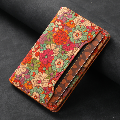 Magnetic Cork Material Ultra-Thin Credit Card Bag（Red）