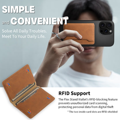 PU Leather Imitation 3-Slot Magnetic Foldable Card Holder