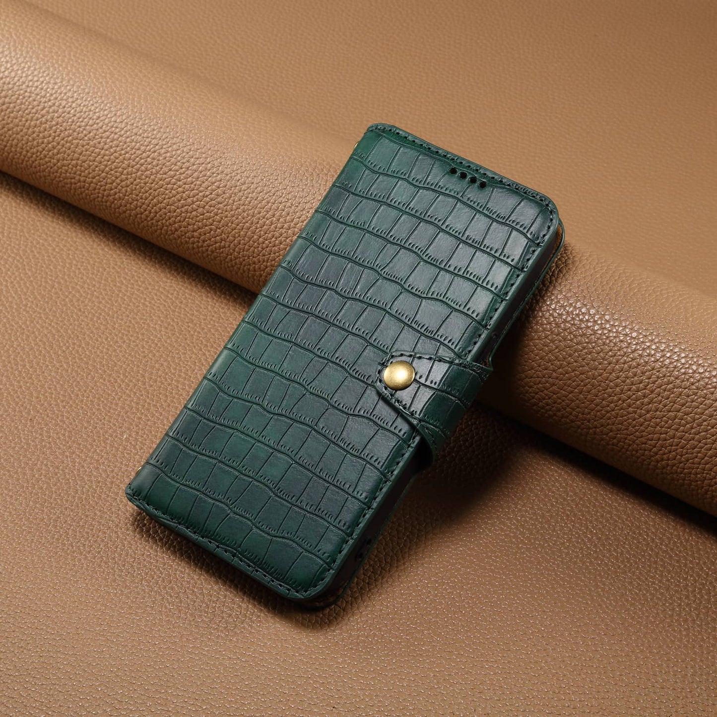 PU Faux Leather Crocodile Texture Button Wallet Stand Phone Case (For Samsung)
