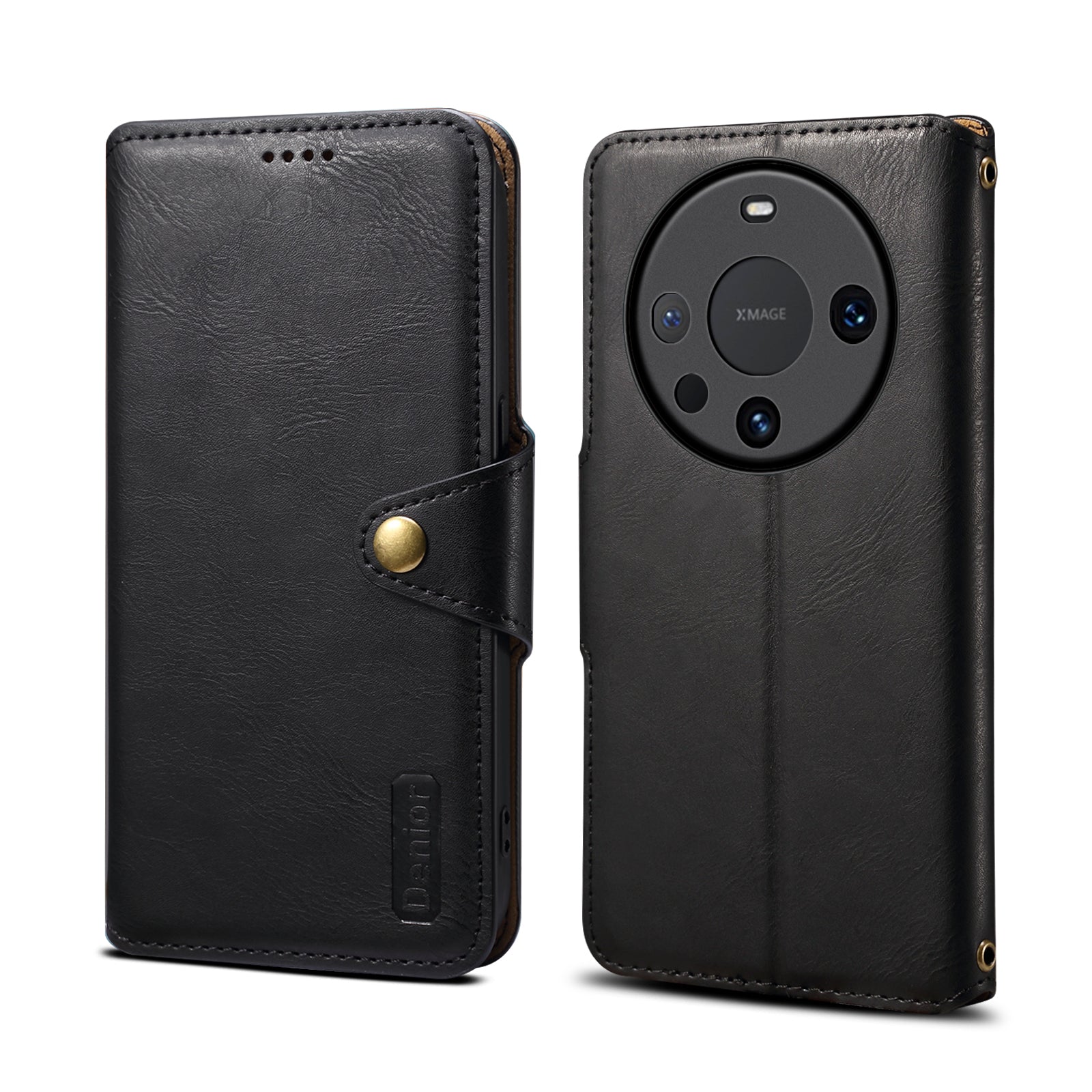 Huawei Simple PU Leather Flip Card Wallet Stand Phone Case（Black）