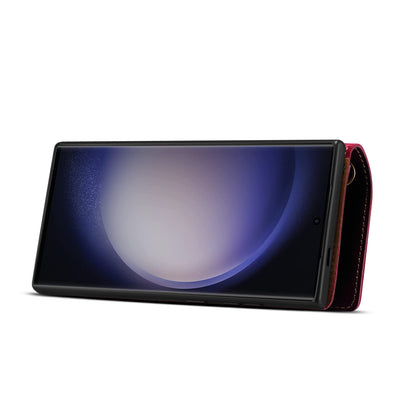 Samsung Galaxy S24/S25 Series Genuine Leathe Multi Functional Card Insertion Flip Wallet Holder Phone Case（Red）