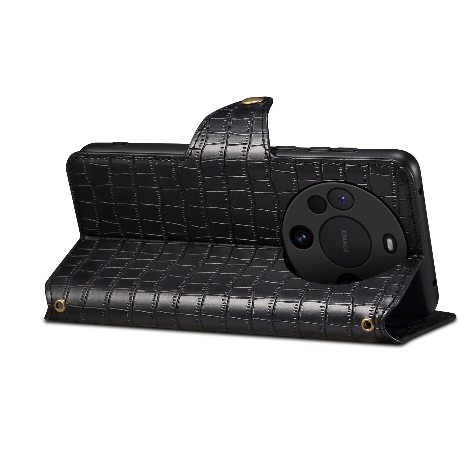 Crocodile PU Leather Huawei Cover Wallet Phone Case（Black）