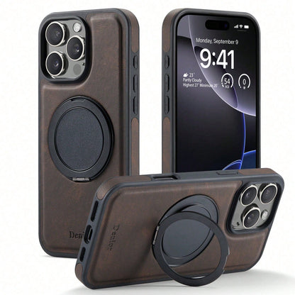 Rotatable Kickstand Case For iPhone 16-12 Series (Brown)