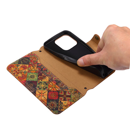 iPhone Flower Language Cork Flip Wallet Stand Leather Phone Case (Red)