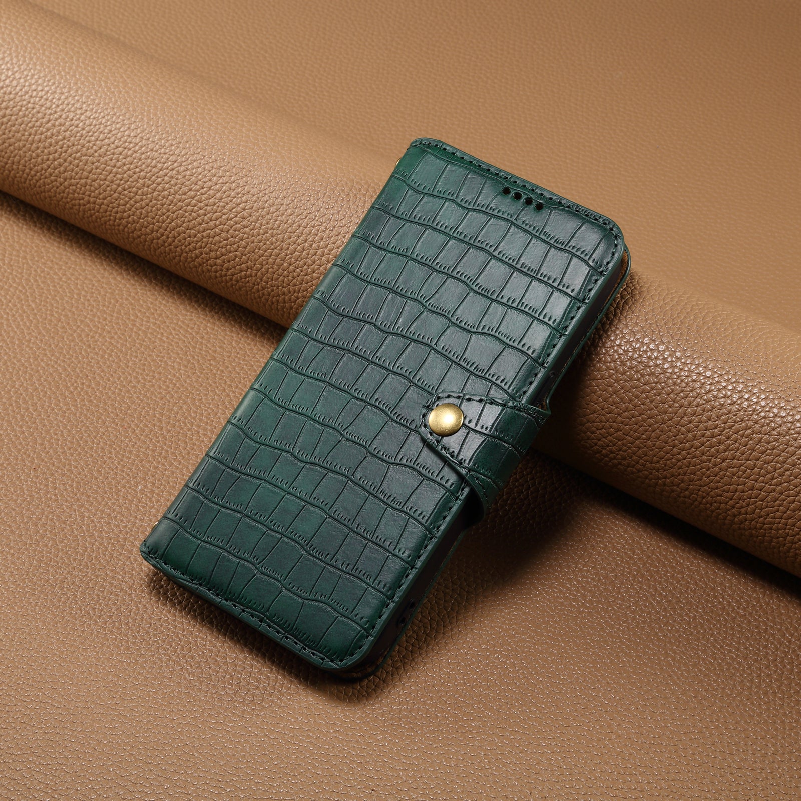 Crocodile PU Leather Google Cover Wallet Phone Case（Green）