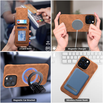iPhone Series 2IN1 Magnetic Case & RFID Card Bag（Brown）