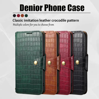 Crocodile PU Leather iPhone Cover Wallet Phone Case（Green）