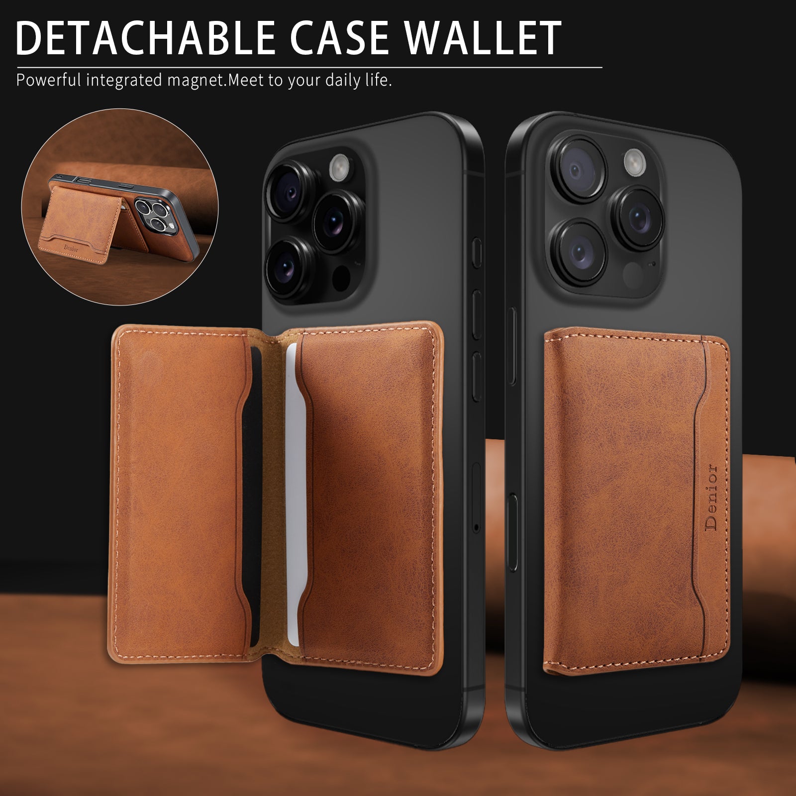 Magnetic Slim Credit Card Wallet (Brown)