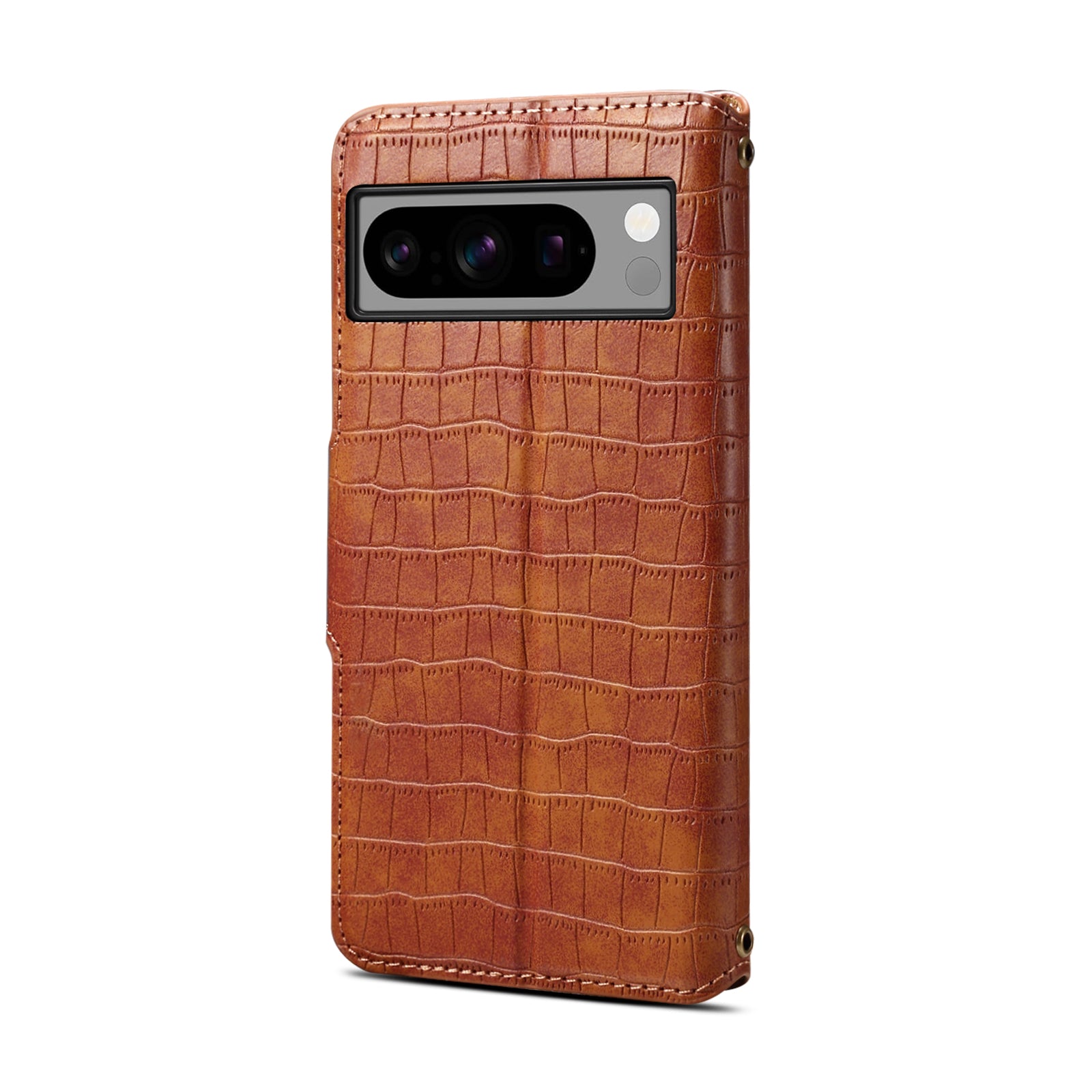 Crocodile PU Leather Google Cover Wallet Phone Case（Brown）