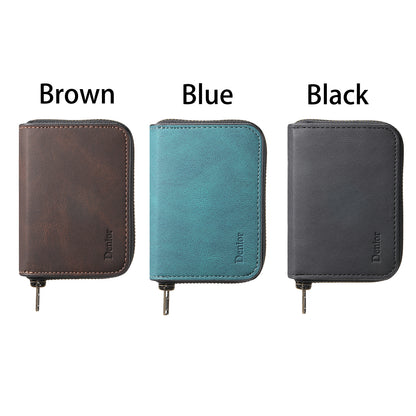 RFID Magnetic Zipper Wallet Credit Card Bag (Brown)