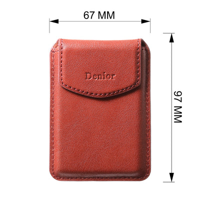 Magnetic Genuine Leather Bracket Credit Card Bag（Red）