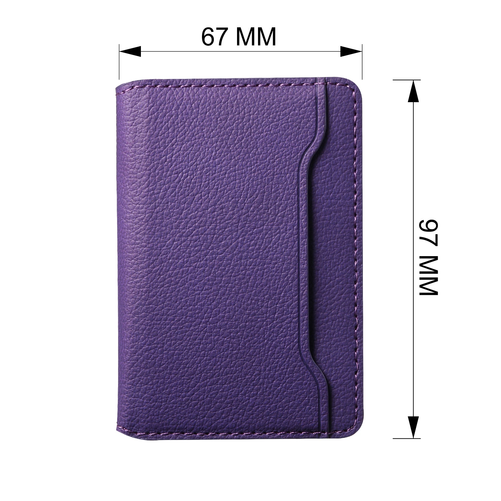 Litchi patterned Leather Bracket Ultra-Thin Credit Card Bag（Purple）