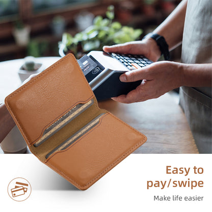 Magnetic Cowhide Pattern Credit Card Bag（Kahki）