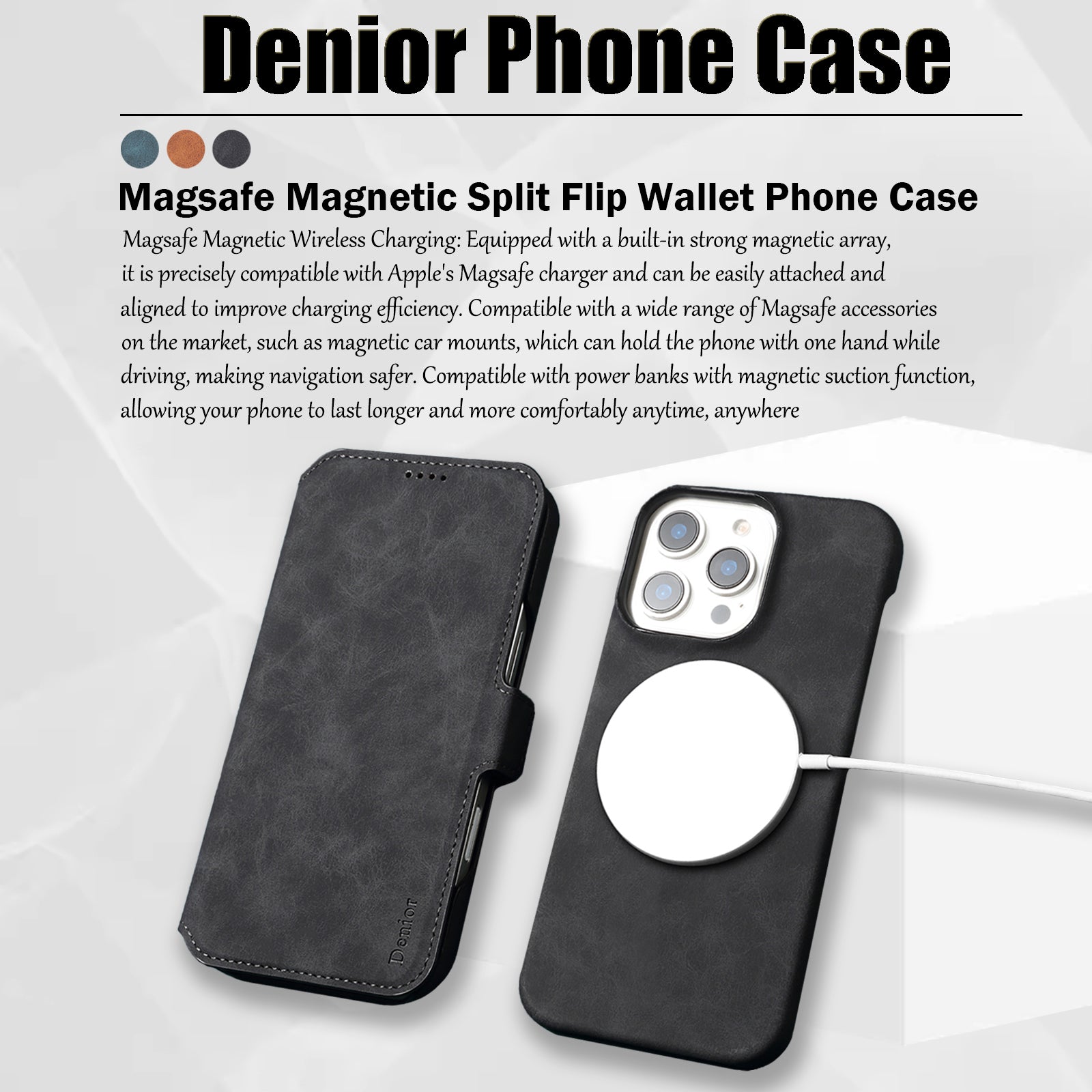 2IN1 Detachable Magnetic iPhone Phone Case & Card Pocket（Black）