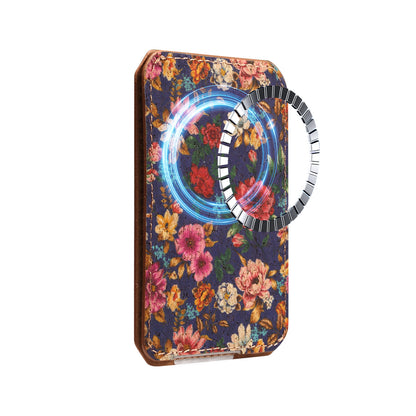 PU Faux Leather Lychee Texture Magnetic Card Holder