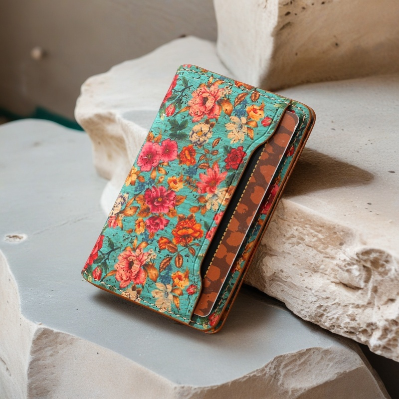 Cork Floral Magnetic Card Holder