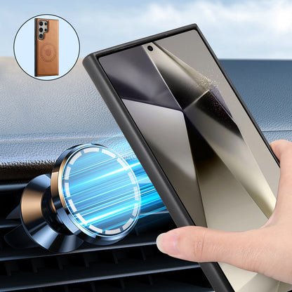 PU Faux Cowhide Texture Magnetic Phone Case (For Samsung)