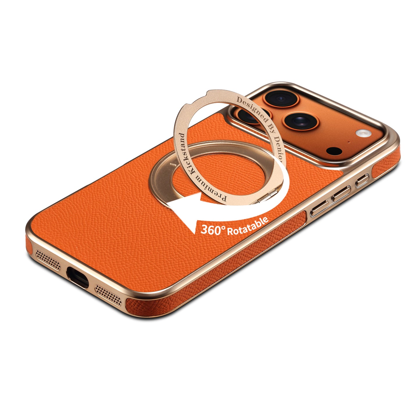 Genuine Leather Gear Electroplated Phone Case