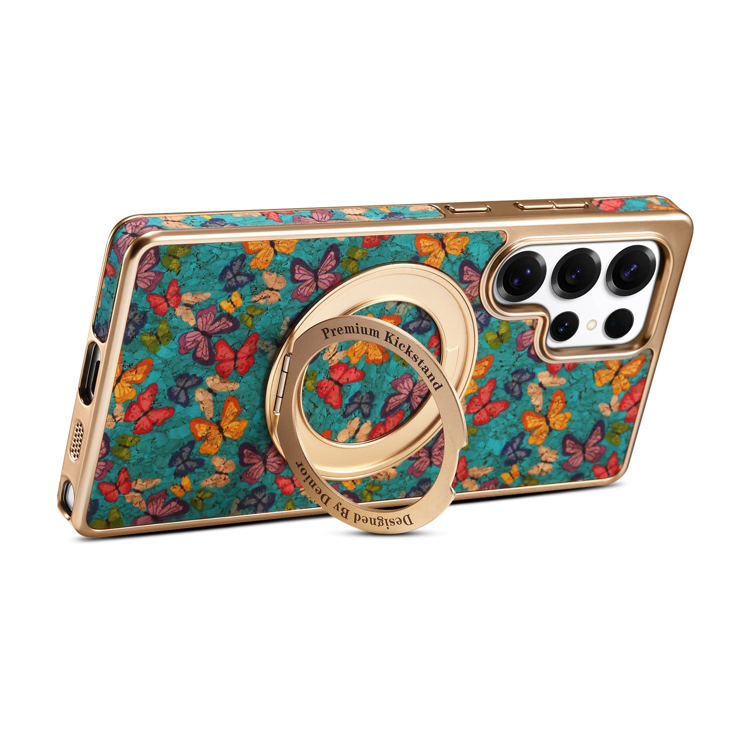 Cork Floral Rotating Electroplated Magnetic Phone Case (For Samsung)