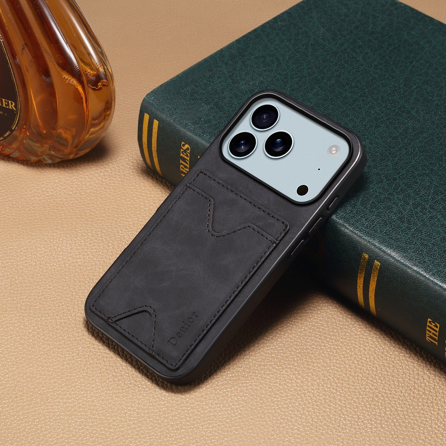 PU Retro Faux Leather Dual Card Slot Kickstand Phone Case (For iPhone)