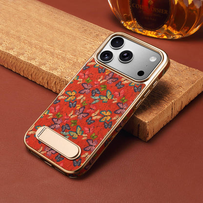 Cork Butterfly In-line Stand Magnetic Electroplated Phone Case