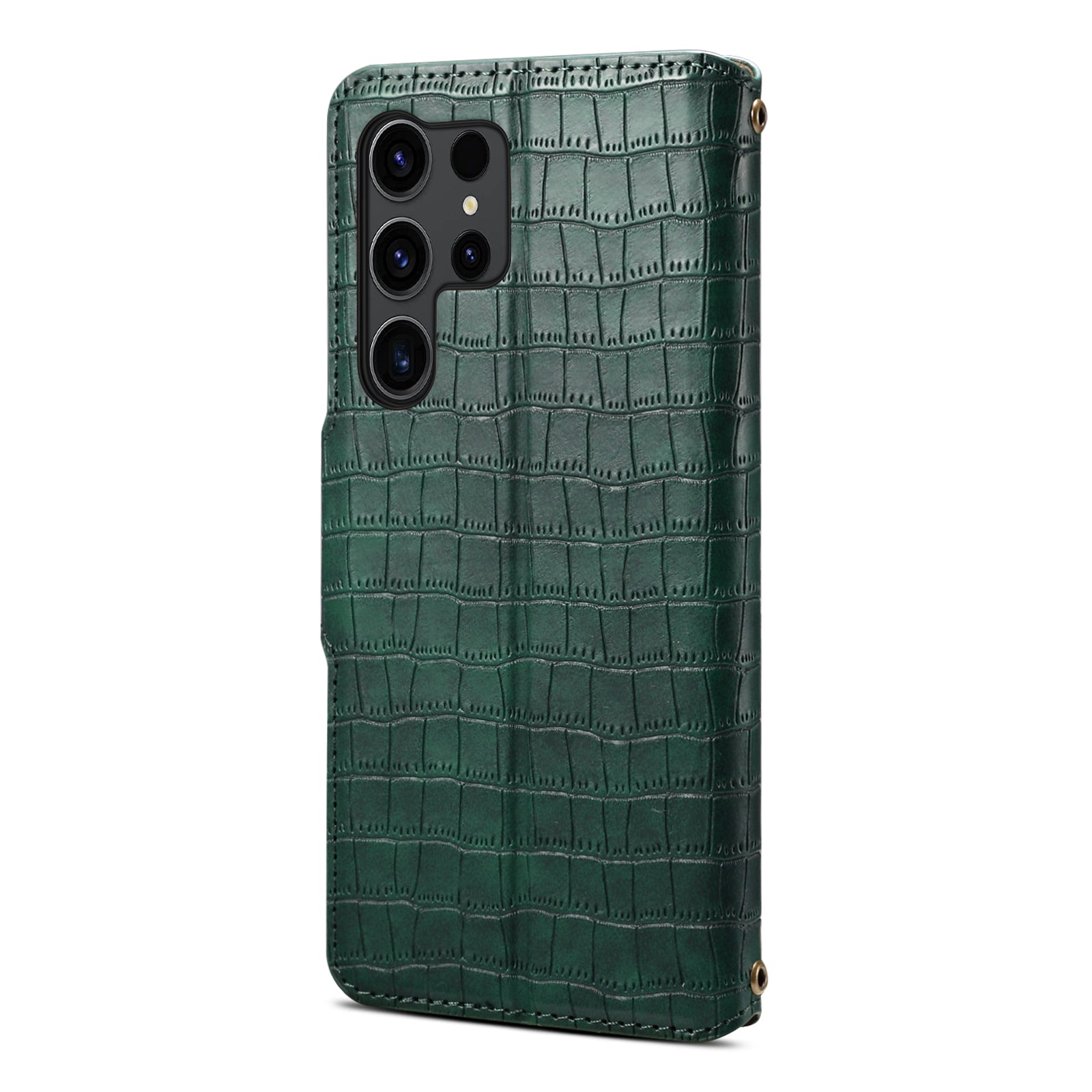 Crocodile PU Leather Samsung Cover Wallet Phone Case（Green）