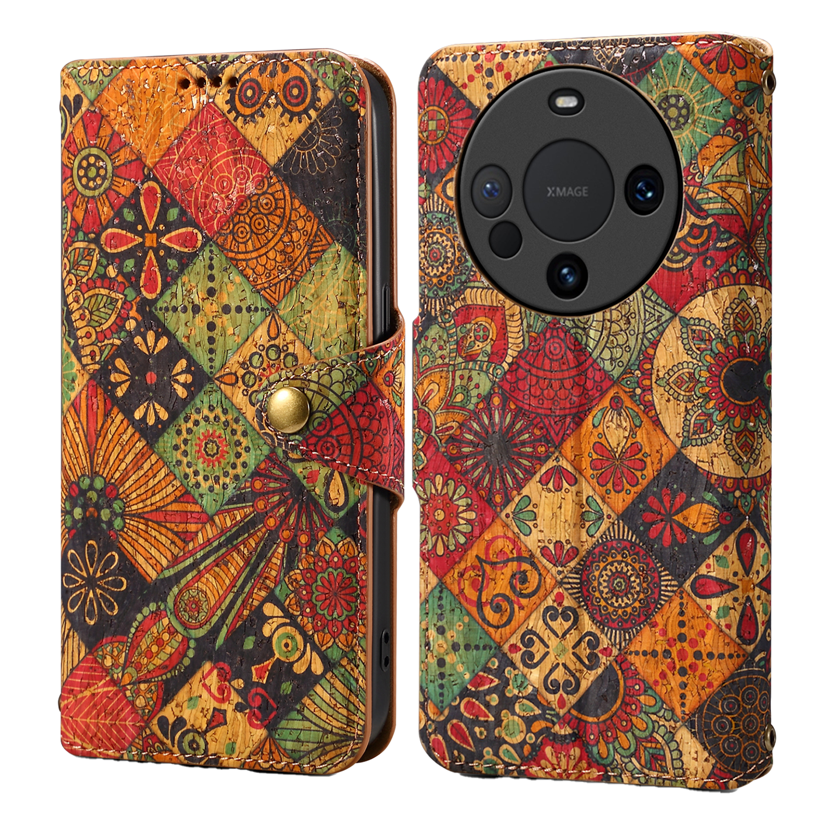 Huawei Flower Language Cork Flip Wallet Stand Leather Phone Case (Yellow)