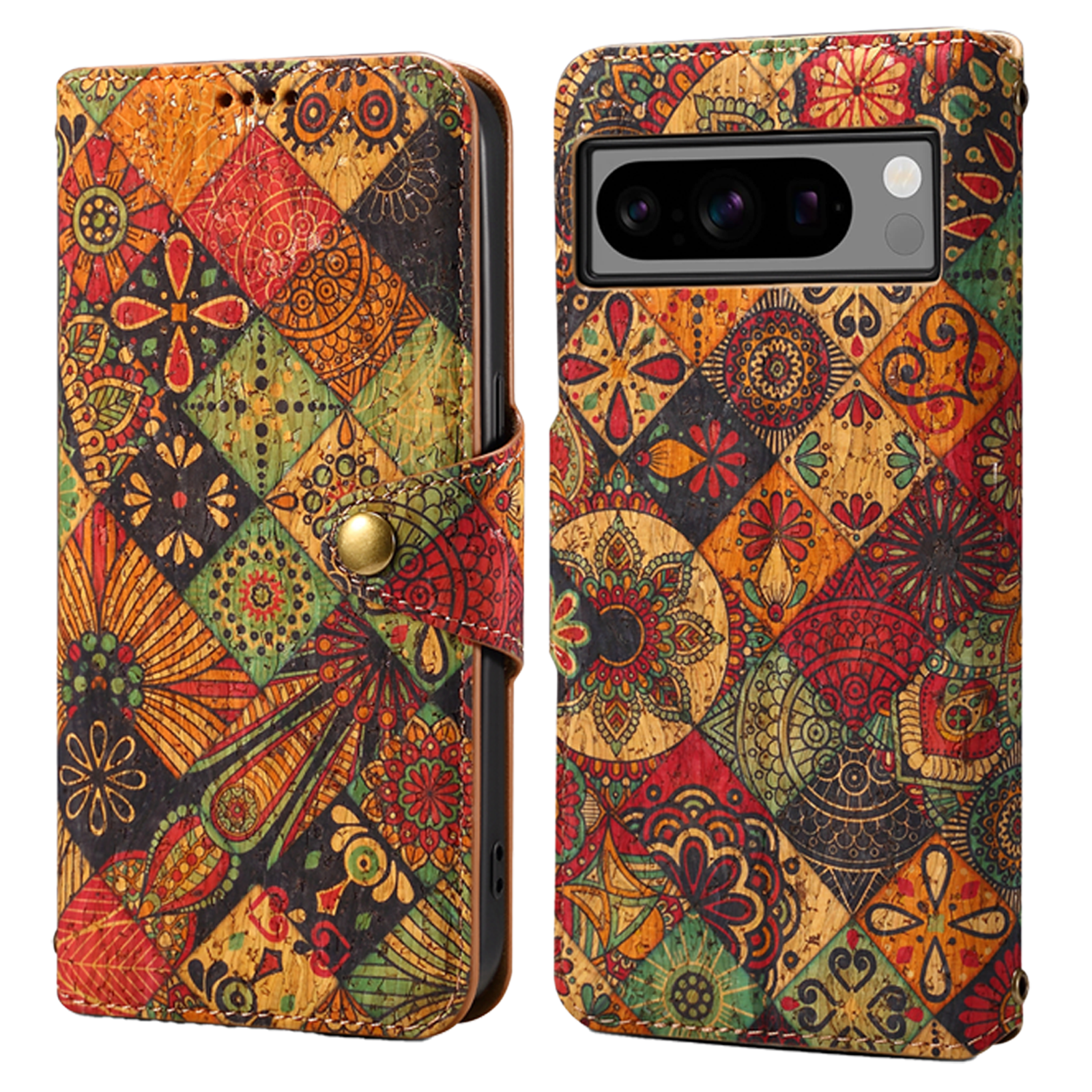 Google Flower Language Cork Flip Wallet Stand Leather Phone Case (Yellow)