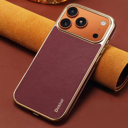 Luxury Car Style Genuine Leather Electroplated Phone Case