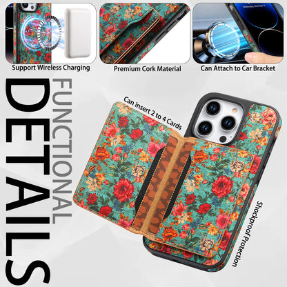 Wooden magnetic pluggable phone case & Card Bag（Blue)