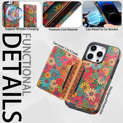 Wooden magnetic pluggable phone case & Card Bag（Green）