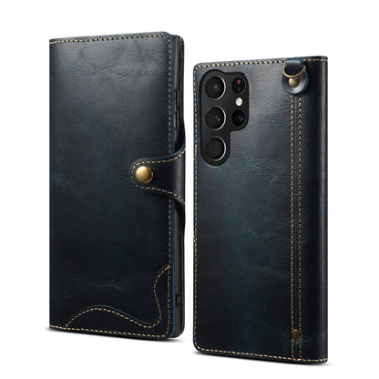 Samsung Galaxy S23/S22/S21 Series Genuine Leathe Multi Functional Card Insertion Flip Wallet Holder Phone Case（Blue）
